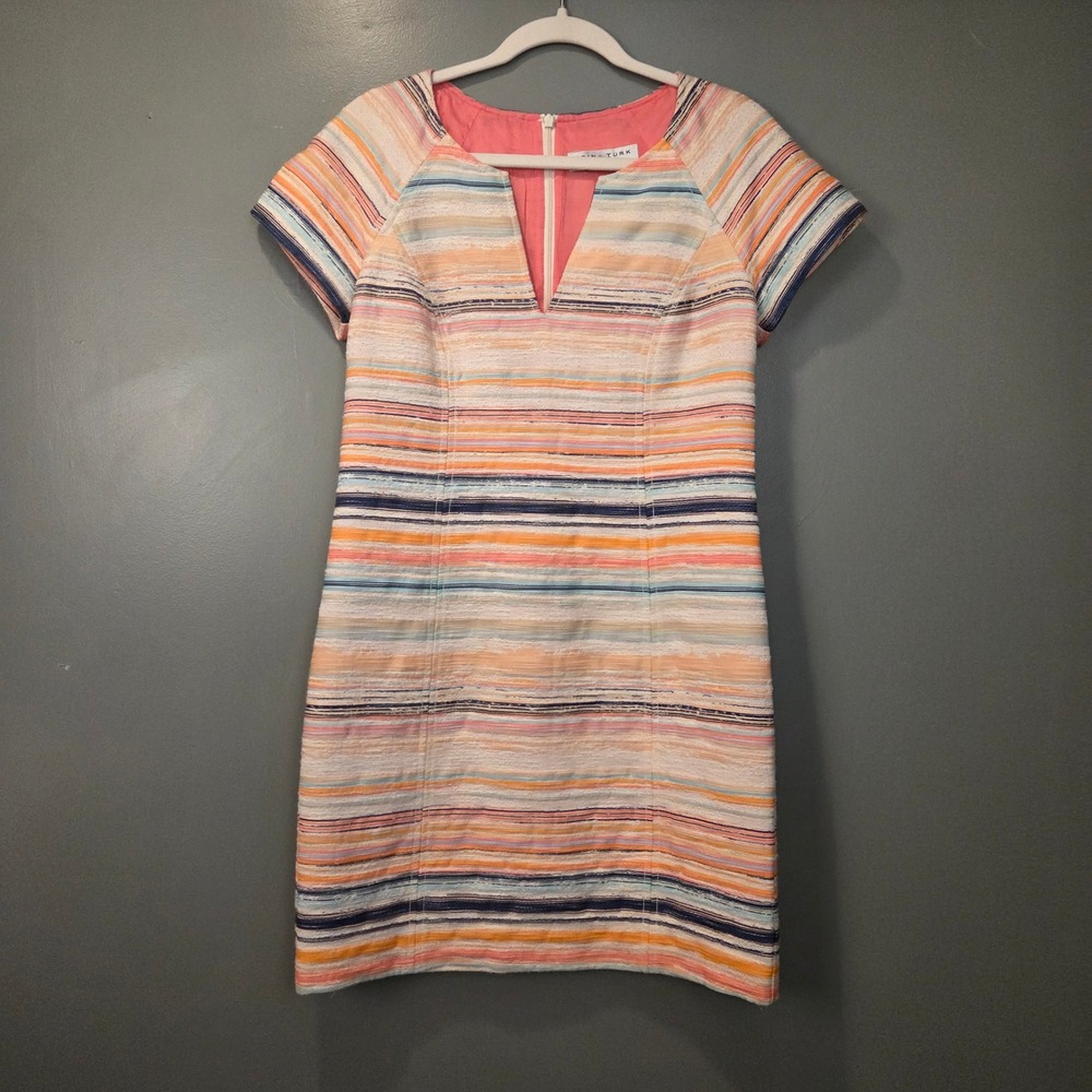Trina Turk Angela Sheath Dress Women's Size 6 Sandscape Multicolor Striped